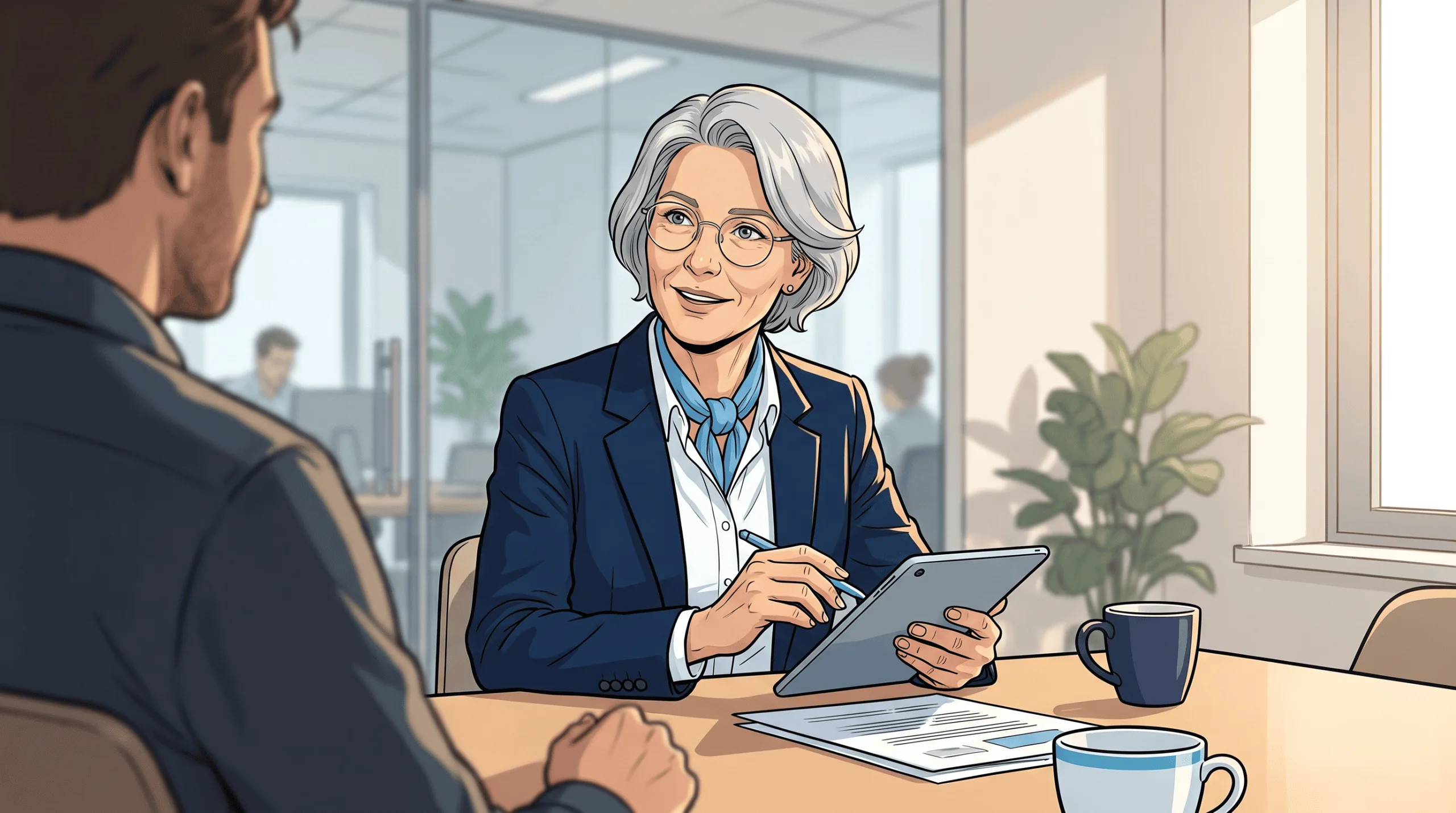 Consultante Versusmind en revue de projet avec un client